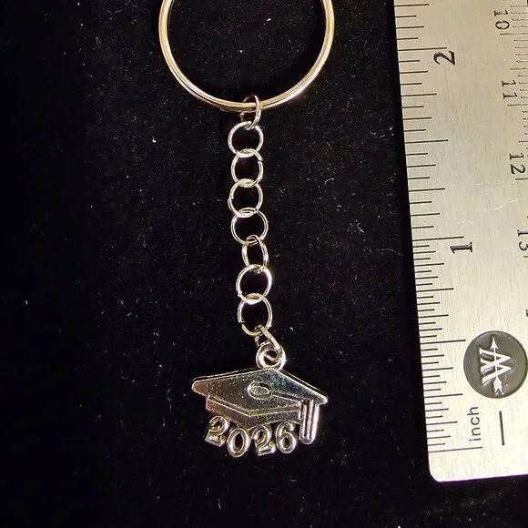 Class of 2026 Silver Graduation Cap Keychain – Handmade Keepsake - Picture 2 of 2